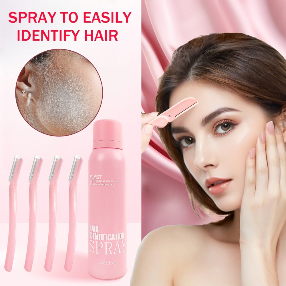 Squalane Shaving Spray for Women Alcohol-Free Moisturizing – Facial Hair Removal Peach Fuzz Pale Beige Tint Fine Mist Face & Body Conditioning Spray, Upgraded Set with 4 Razor Blad - product image 2