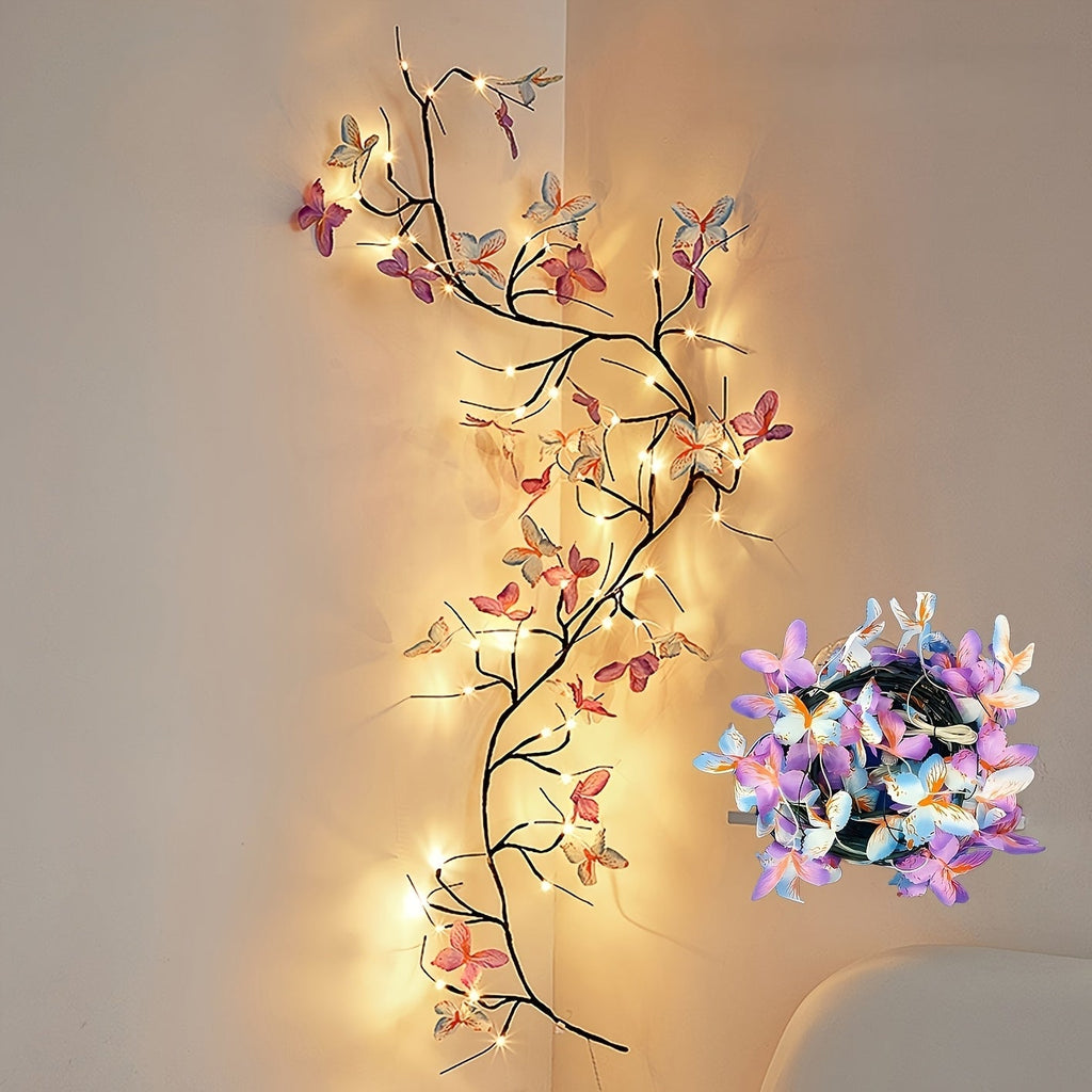 Butterfly Branch String Lights – 30 LED Vine Fairy Lights with Artificial Purple-Blue Butterflies, 8 Lighting Modes, USB Powered Warm White, Boho Wall Decor for Bedroom Wedding Bir - product image 9