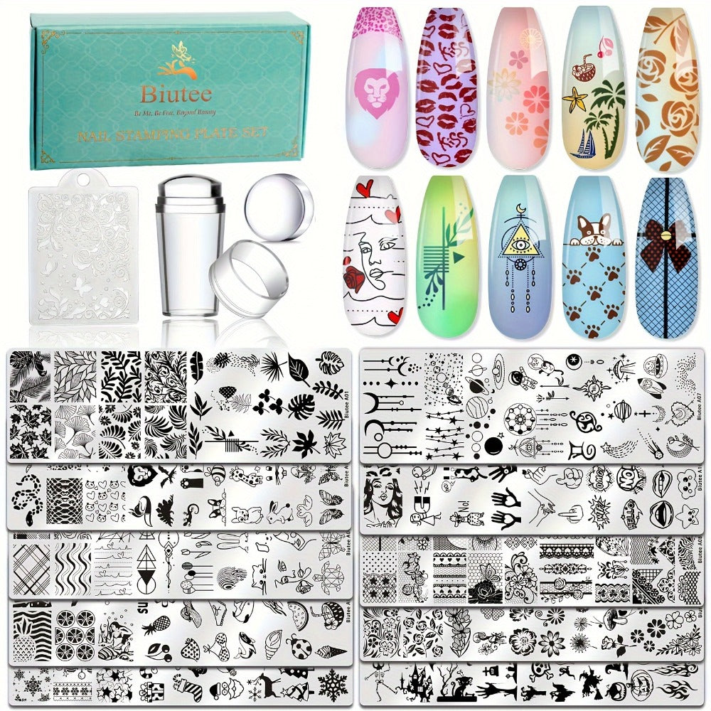 Nail Stamping Plates Set with Stamper & Scraper - Stainless Steel Nail Art Stamp Kit for Beginners & Pros, 14/15/26pcs Holiday Manicure Design Bundle, Christmas Birthday Gift - product image 5