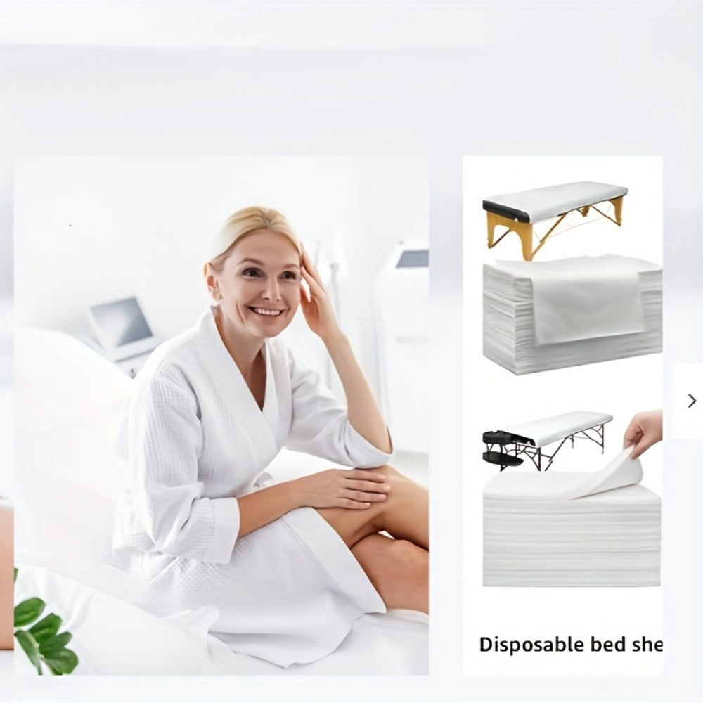 Disposable Bed Sheets 100 Pack Non-Woven Massage Table Cover Single Use Stain Resistant Spa Sheets for Massage Therapists Estheticians Salons Hotels Tattoo Artists White Pink - product image 10