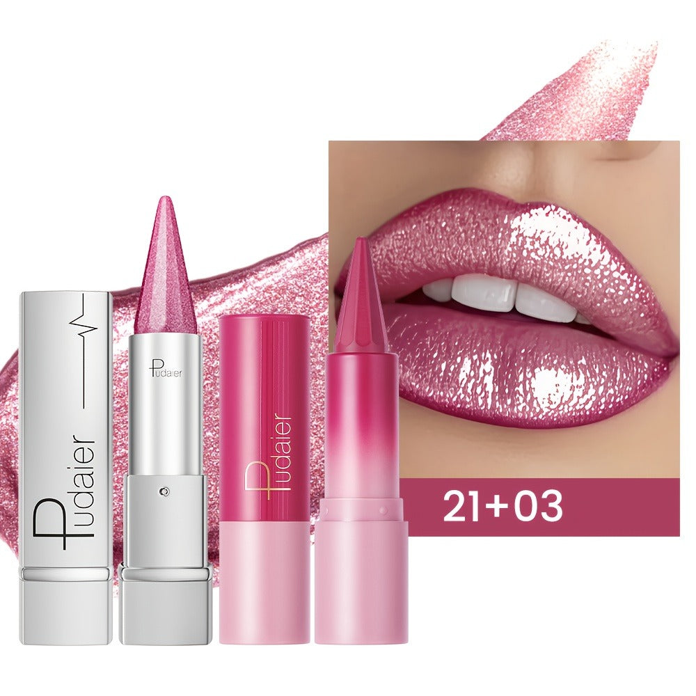 Lipstick Set 2pcs for Women — Highly Pigmented Waterproof Matte & Metallic Shimmer Lip Color Combo with Pointed-Tip Precision, Long-Lasting Full Coverage Beauty Gift - product image 9