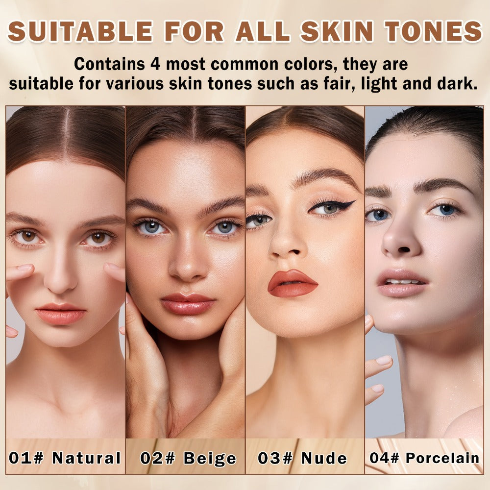 Full Coverage Liquid Foundation Airspray Kit Buildable Formula 6 Shades - Natural Beige Nude Porcelain Tan Medium Long-Lasting Natural Satin Finish, Daily Party Makeup with Puff Ap - product image 4
