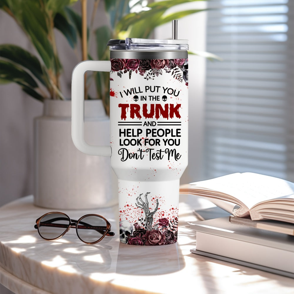 Halloween Horror Cat 40oz Insulated Tumbler with Lid and Straw – Stainless Steel Large Capacity Coffee Cup with Handle | Spooky Cat Mug for Halloween Gifts Office Home - product image 4