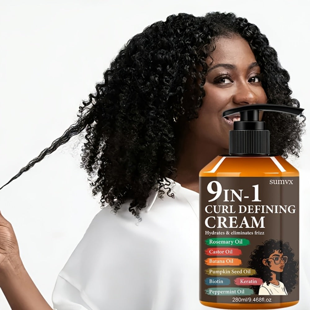 Curl Defining Cream 9-in-1 for Wavy Curly Hair 9.468 fl oz Frizz Control Moisturizing Long-Lasting Hold Non-Greasy Unisex Multi-Benefit Styling Cream Defined Bouncy Healthy-Looking - product image 5