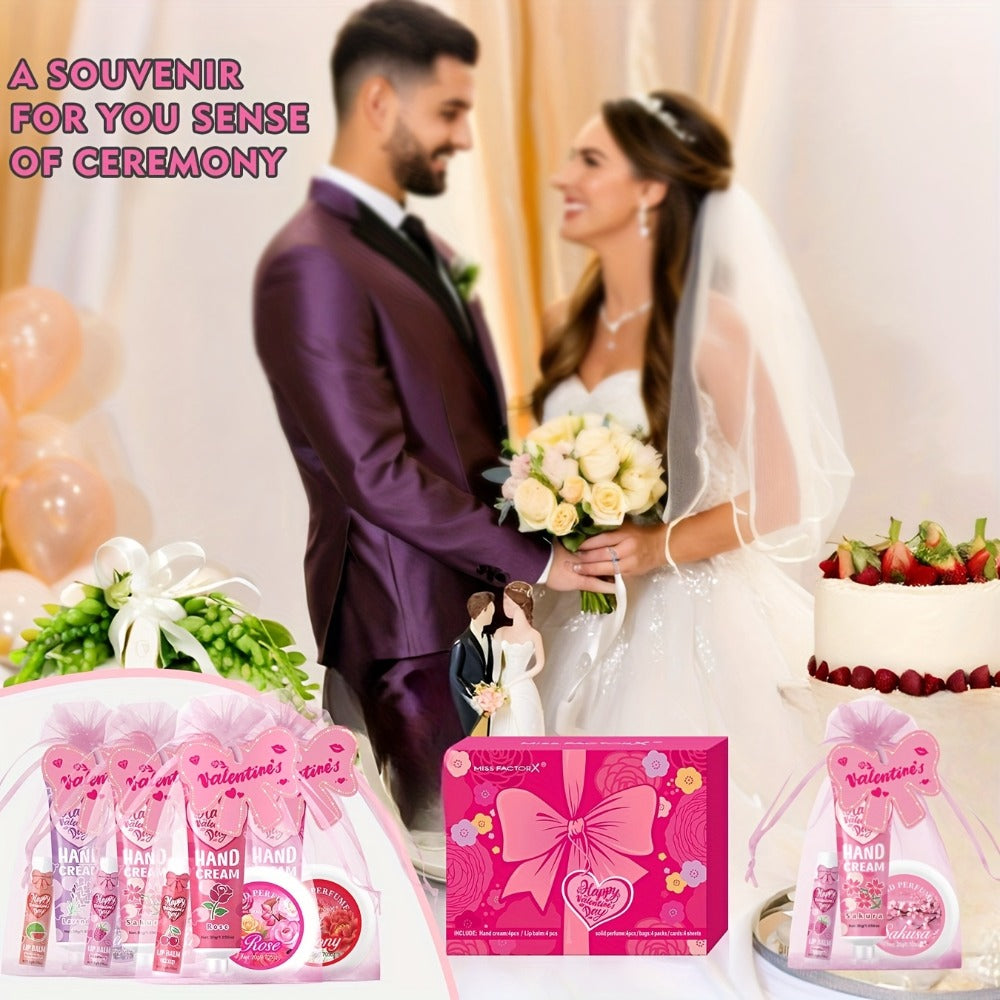 20pcs Beauty Gift Set Lip Balm Hand Cream Solid Perfume Pink Gift Bag Glossy Finish All Skin Types Holiday Party Mother's Day Wedding Bridesmaid Favors - product image 7