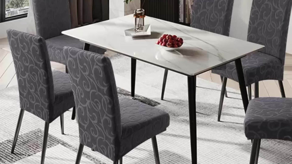 Dining Chair Covers 6pcs Waterproof - Stretch Polyester Spandex Elastic Slipcovers with Little Leaf Pattern, Machine Washable Pet-Friendly Chair Protectors for Home Restaurant - product image 12