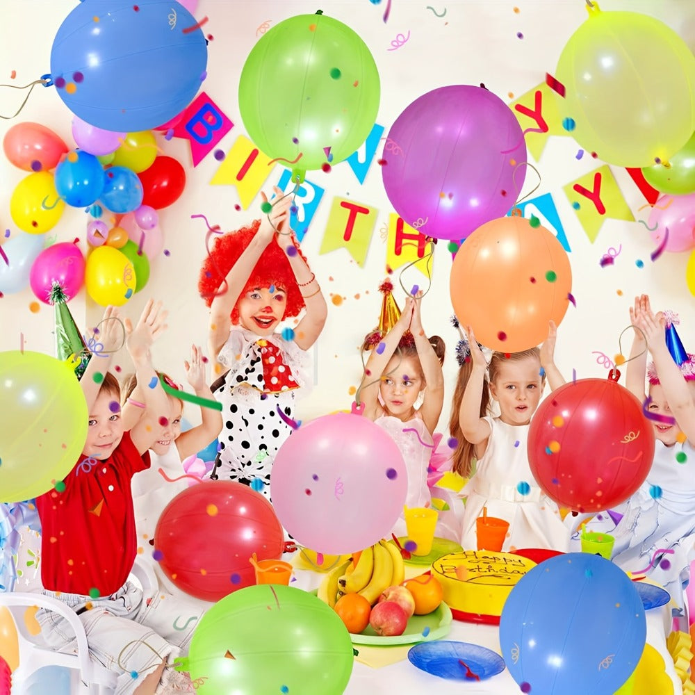 Punch Balloons for Kids 48 Pack | Neon Bouncing Balloons with Elastic Rubber Band for Birthday Party Favors, Carnival Prizes, Goody Bag Stuffers, Halloween & Easter Basket Fillers