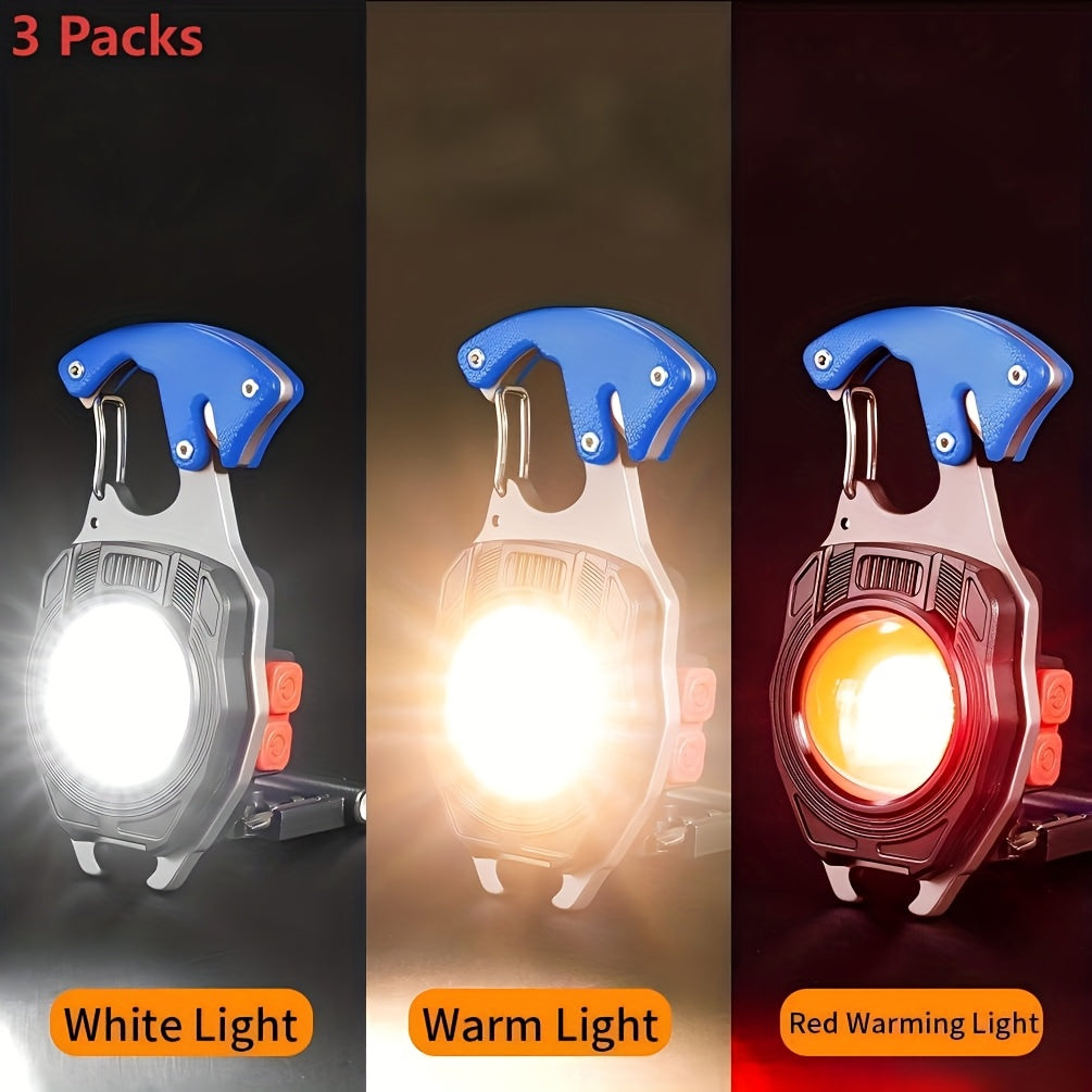 7-in-1 EDC 3-Pack | COB LED Keychain Flashlight with Lighter - product image 2