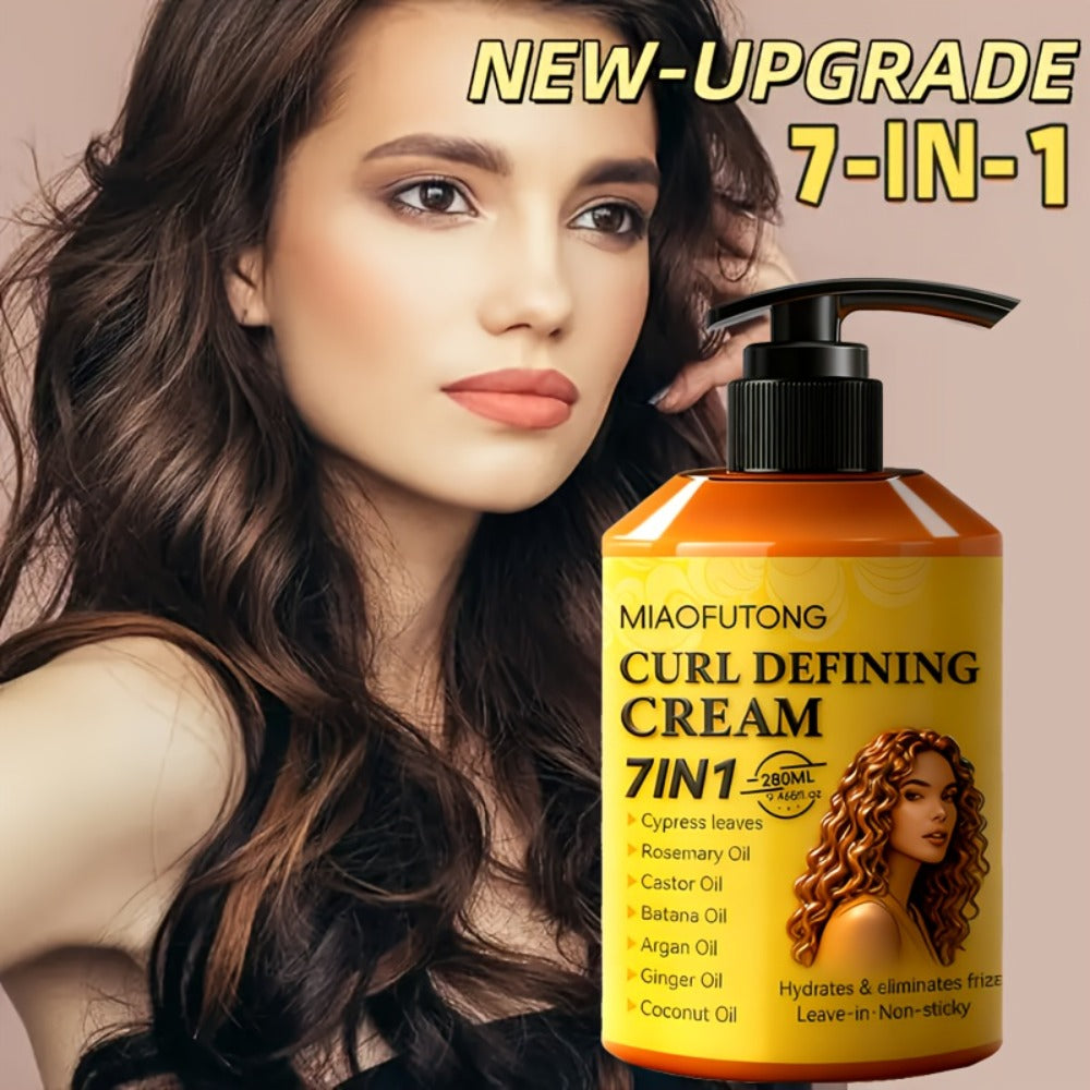 7-in-1 Botanical Curl Cream 280ml – Deep Moisture Curl Defining Cream with Argan, Rosemary, Castor & Coconut Oil, Anti-Frizz Long-Lasting Volume for Wavy Curly Coily Hair - product image 2