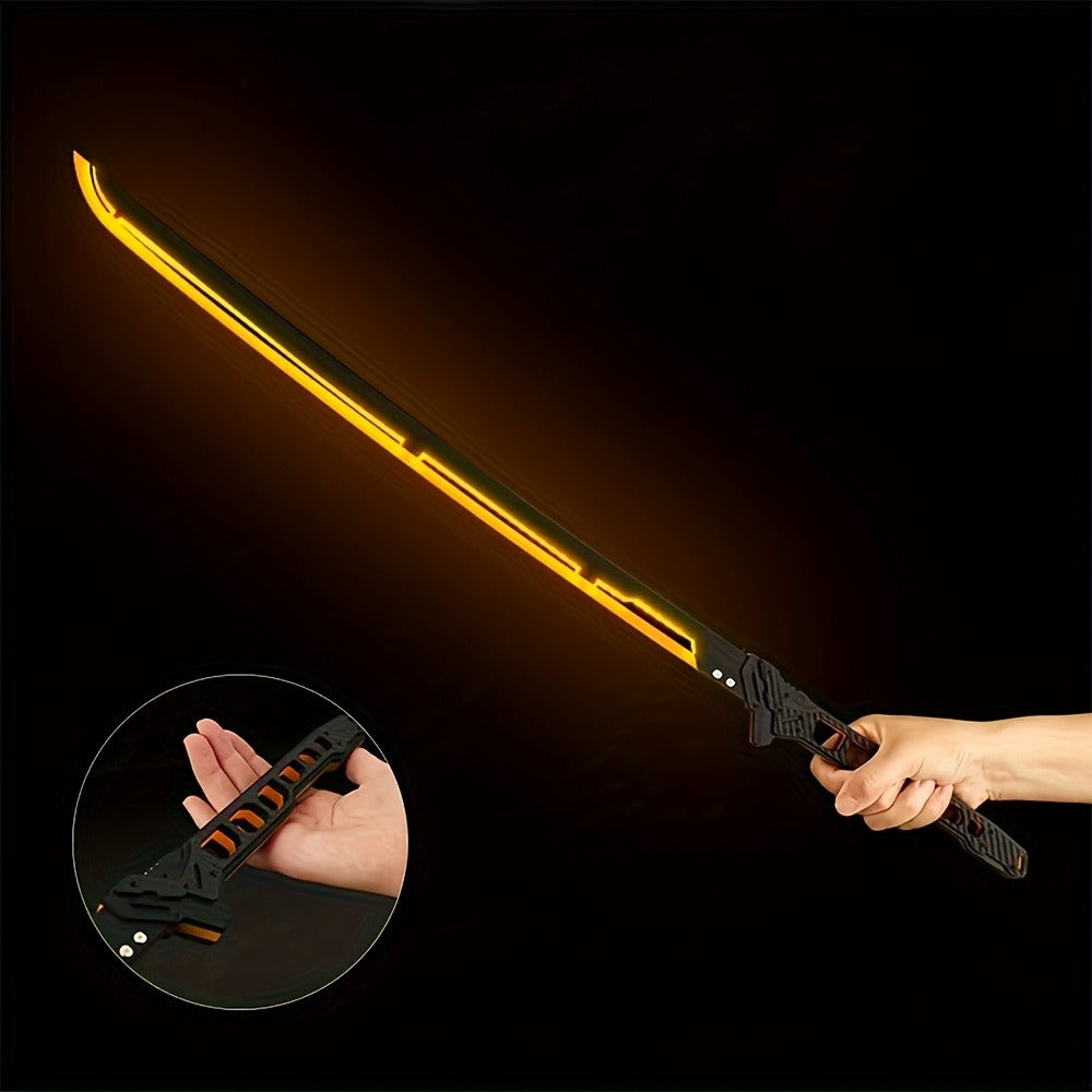 1:1 Scale Sci-Fi Glowing Sword for Cosplay Halloween Masquerade Party Display Collectible Blunt Safe Red Orange Green – LED Cyberpunk Katana Prop 80cm Acrylic - product image 5
