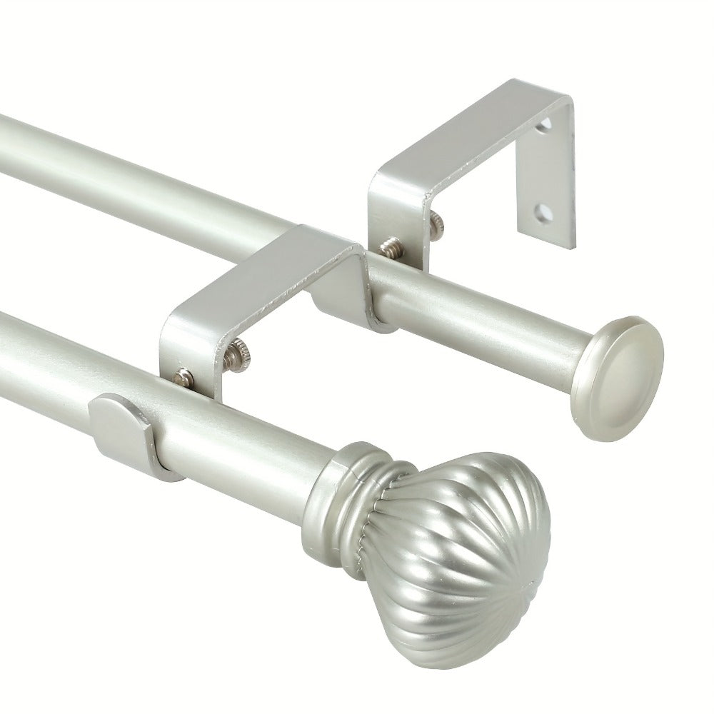 Double Curtain Rod Set Adjustable with Fluted Ball Finials Double Brackets 4 Colors 2 Sizes Window Curtain Hardware - product image 4