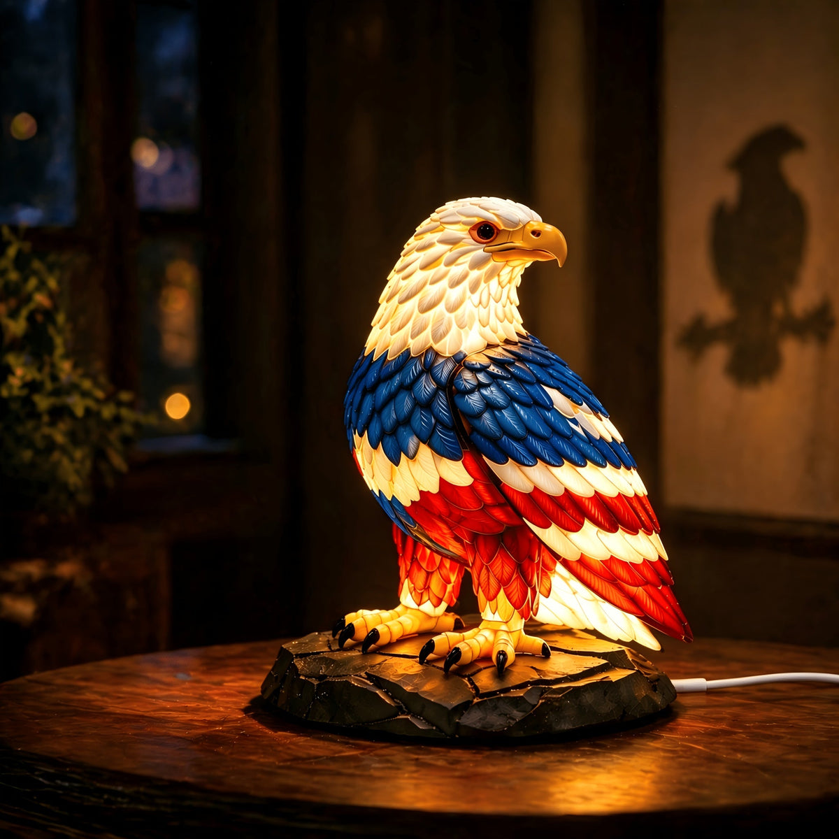 Boho Retro Stained Eagle Night Light – 3D Resin Animal Table Lamp, Vintage Colorful Stained Glass Effect Desk Light for Bedroom Home Decor, Creative Birthday Christmas Gift for Eag - product image 7