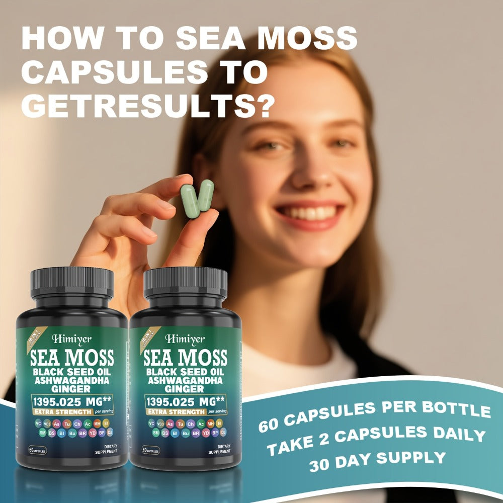 Sea Moss Capsules 3-Pack 180 Count with Black Seed Oil, Ashwagandha, Turmeric & Bladderwrack - Multimineral Thyroid, Immune, Gut & Anti-Inflammatory Wellness Blend with Vitamin C D - product image 7