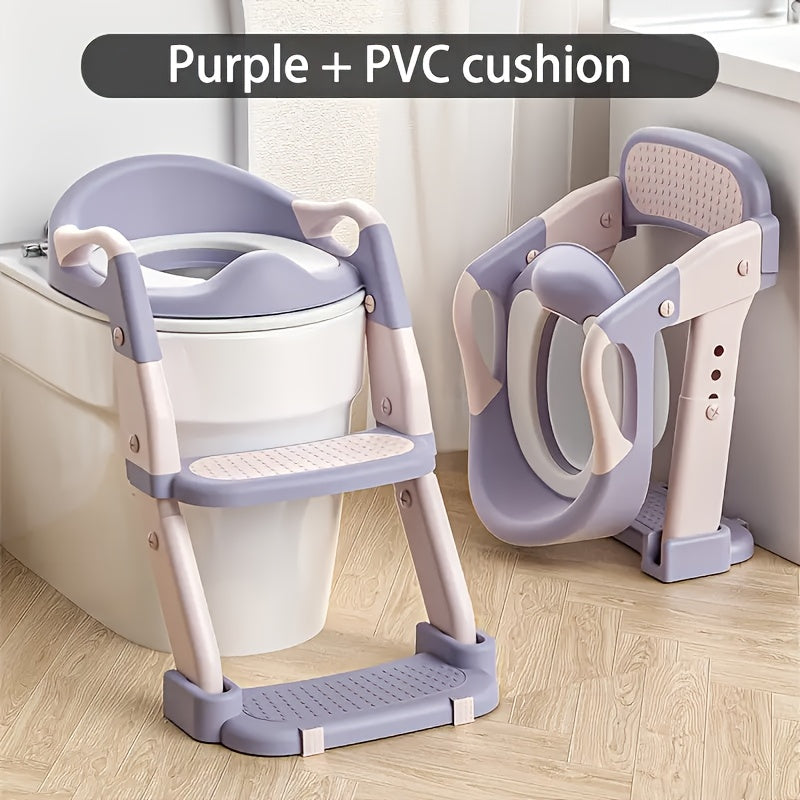 3-In-1 Portable Toilet Seat for - Adjustable and Foldable Step Stool with Safety Harness, Multi-Colored, Made of Plastic - Perfect for Home, Stairs, and - product image 3
