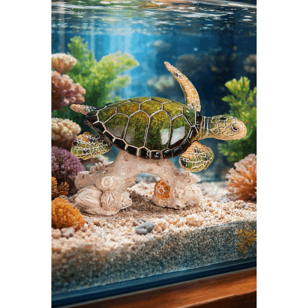 Sea Turtle Figurine Polyresin Home Decor, 4.75" Upward Swimming Turtle Sculpture for Living Room, Bedroom, Office & Bathroom, Unique Collectible Gift for Housewarming, Birthday & H - product image 2