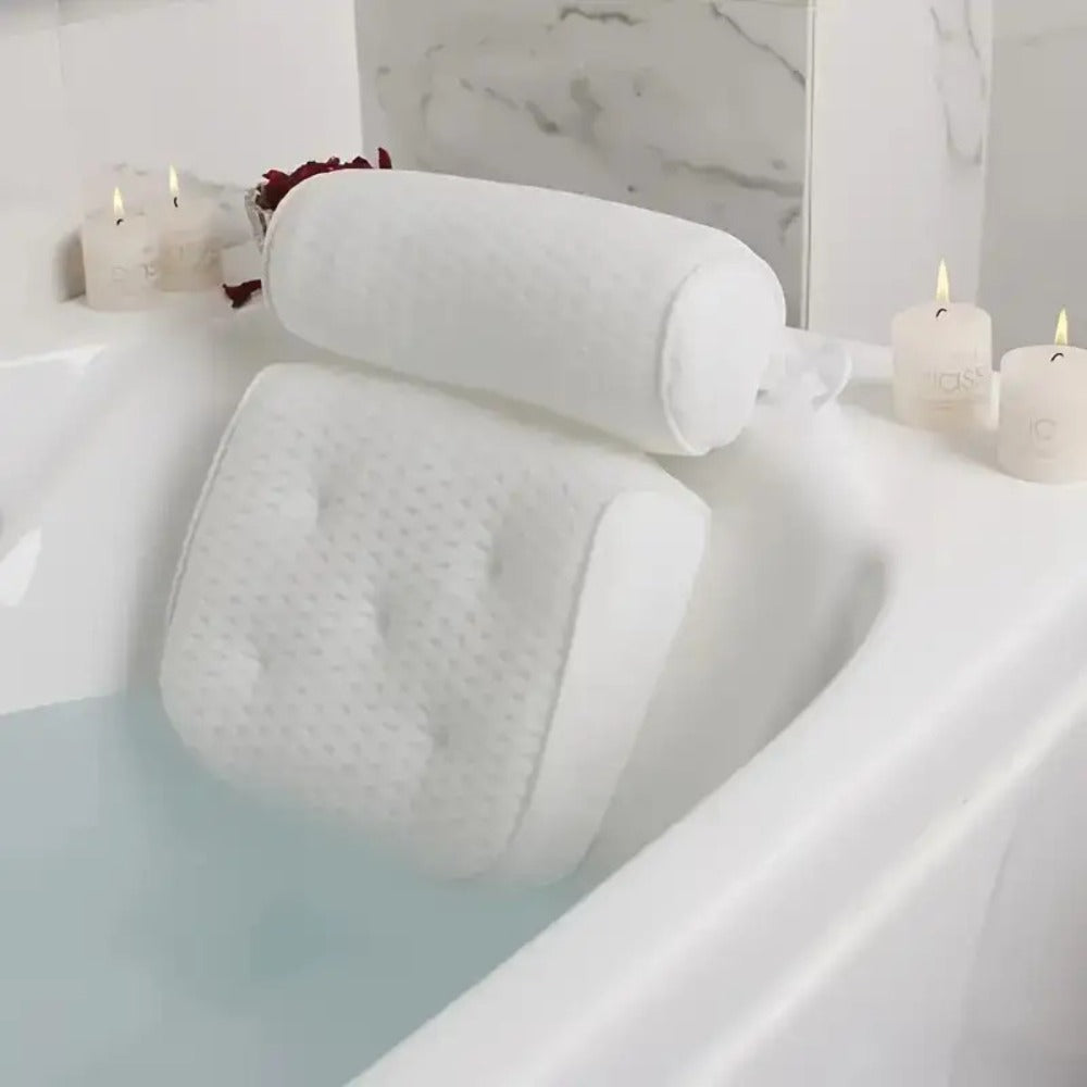 Bath Pillow with Suction Cups Spa Bathtub Neck Back Support Cushion Non-Slip Waterproof Headrest for Tub Relaxation Home Spa Accessories Women Men Ergonomic Quick-Dry Mold Resistan - product image 2