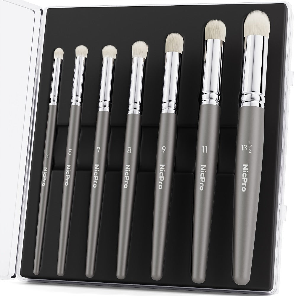 Dry Brush Set for Miniature Painting 7 Sizes – Professional Drybrush Kit with Storage Case – Hobby Detail Paint Brushes for Models Warhammer DnD Figures – Black & Gray – Gift for Hobbyists