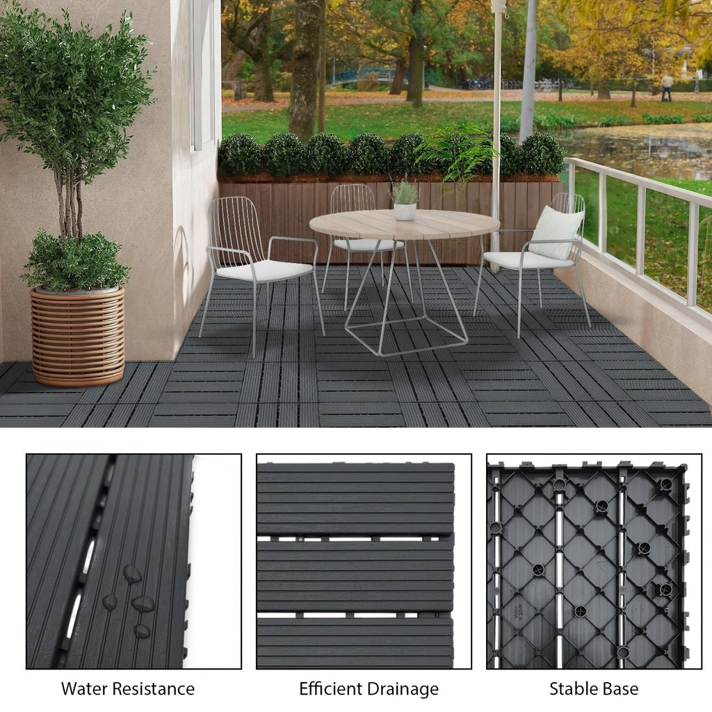 Interlocking Deck Tiles 44pcs 12"x12", Waterproof Outdoor Patio Flooring Tiles, PP Plastic Interlocking Floor Tiles for Balcony Pool Backyard Terrace, Easy Install All-Weather Anti - product image 11