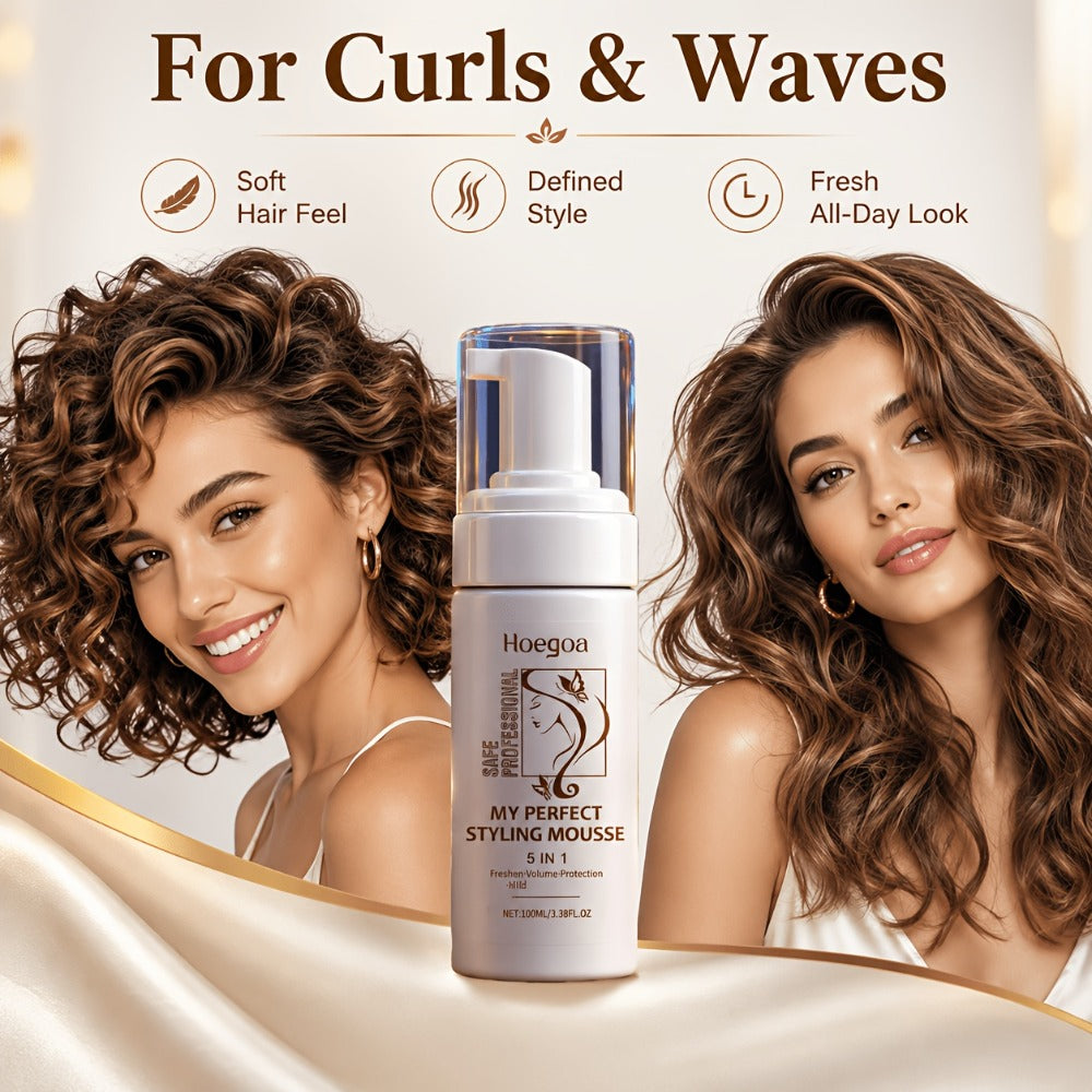Hair Styling Mousse with Mint Extract & Hyaluronic Acid — Long-Lasting Flexible Hold, Moisturizing Mild Formula, Frizz Control, Volume & Shine for All Hair Types, Women, 100ml — Gi - product image