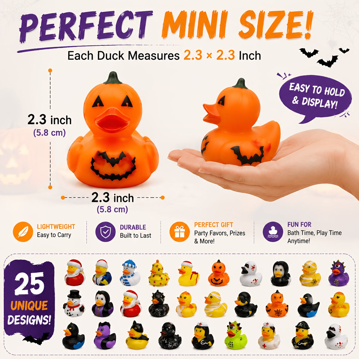 Halloween Rubber Duck Toys Set, Mini Duck Party Favors, Cute Animal Duck Collection for Classroom Prizes, Goodie Bag Fillers, Pinata Fillers, Halloween Party - product image 3