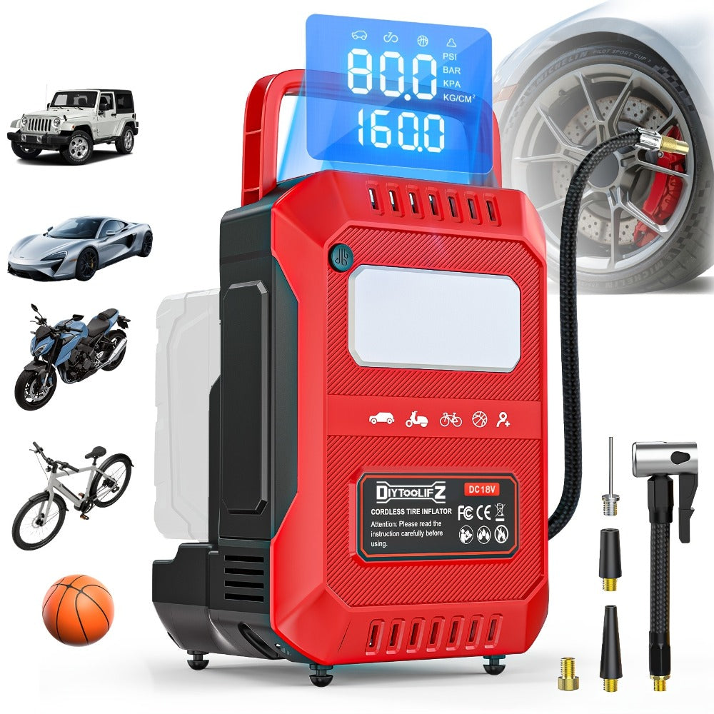 Cordless Tire Inflator 160PSI Portable Air Compressor Compatible with DeWalt 20V / 18V Battery – Digital Pressure Gauge, Fast Inflation for Cars, Motorcycles, Bicycles & Sports Bal - product image 5