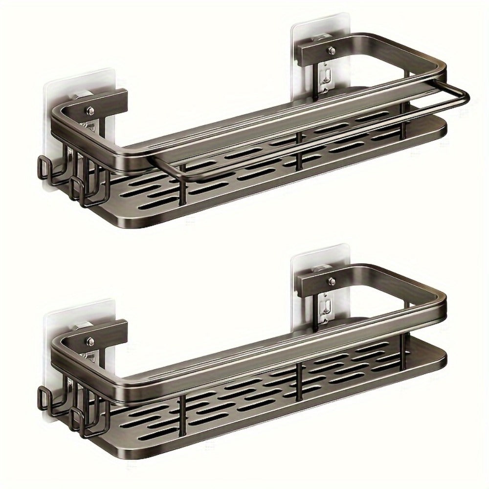 Shower Caddy Basket 2 Pack 2-Tier Wall Mount - Rust Resistant Bathroom Shelf Organizer for Shampoo Soap Towel No Drilling Adhesive Shower Rack | Dark Grey Black | Bathroom Kitchen  - product image 10