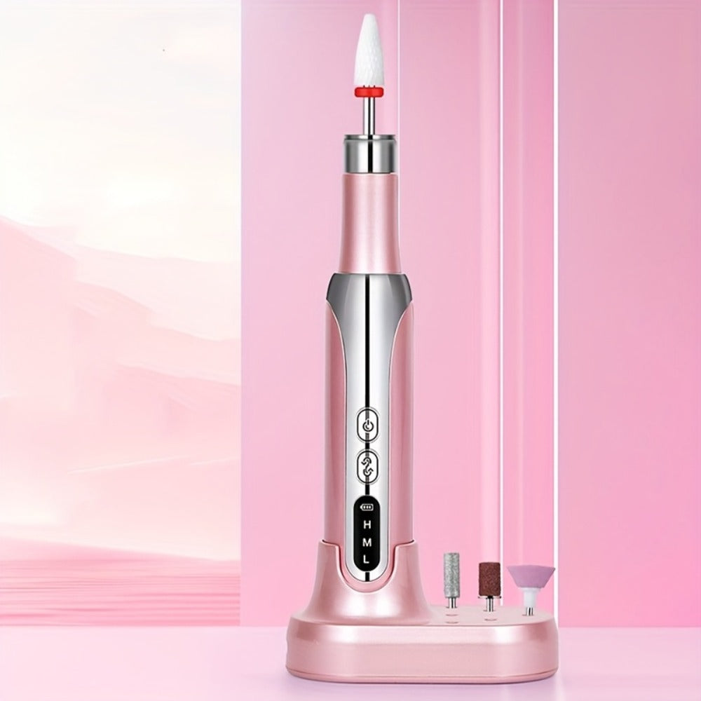 Electric Nail Drill Cordless USB Rechargeable 12 Bits Sanding Bands Manicure Pedicure Kit Low Noise Portable Pen Style Home Salon Beginner Professional Golden White - product image 3