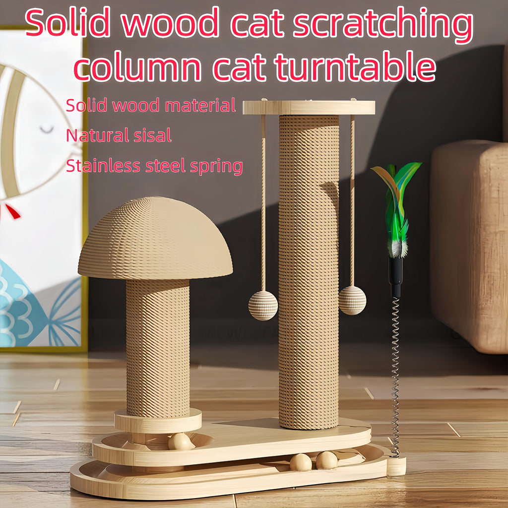 Cat Tree Solid Wood Space-saving Vertical Cat Climbing Structure with Sisal Scratching Post & Integrated Scratch Board | Self-Play Cat Tower for Indoor Cats - product image 3