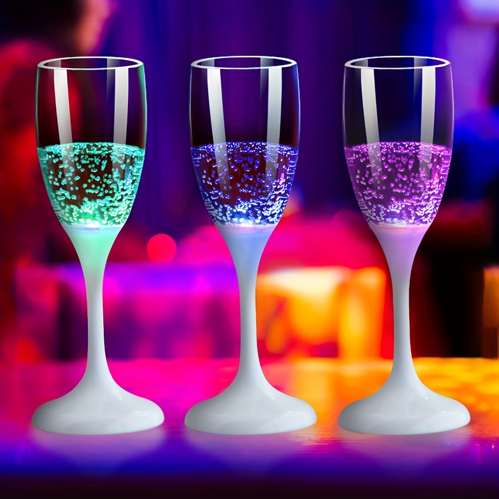 LED Light Up Champagne Flutes Set of 6 – Glow in the Dark Colored Plastic Wine Glasses for Birthday Halloween Christmas Wedding Party Favors Adults - product image 7