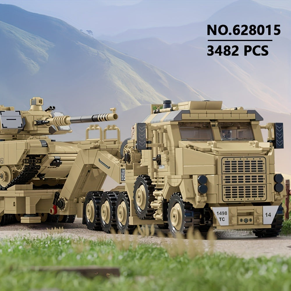 Armored Heavy Transport Vehicle Brick Model Kit Adult Collector Display Piece Hobbyist Gift Military History Enthusiasts Model 628015 – MOC Military Tank - product image