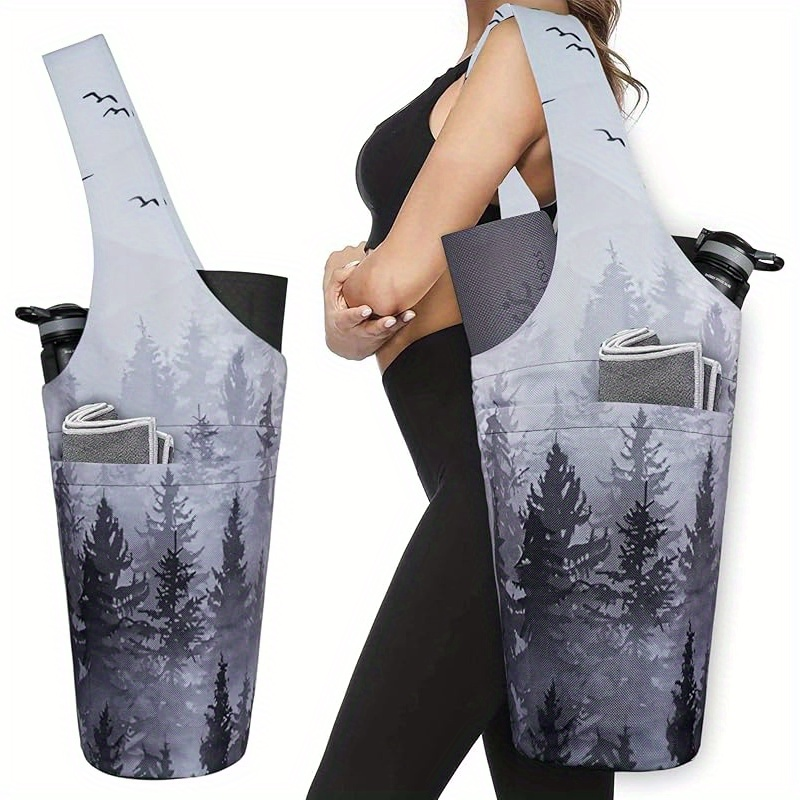 Large Shoulder Carrier with Dual Pockets for Yoga Mat, Block, Strap & Accessories, Fits Most Mat Sizes, Gym & Studio Bag for Women, Cloud Forest & Mandala - product image 2