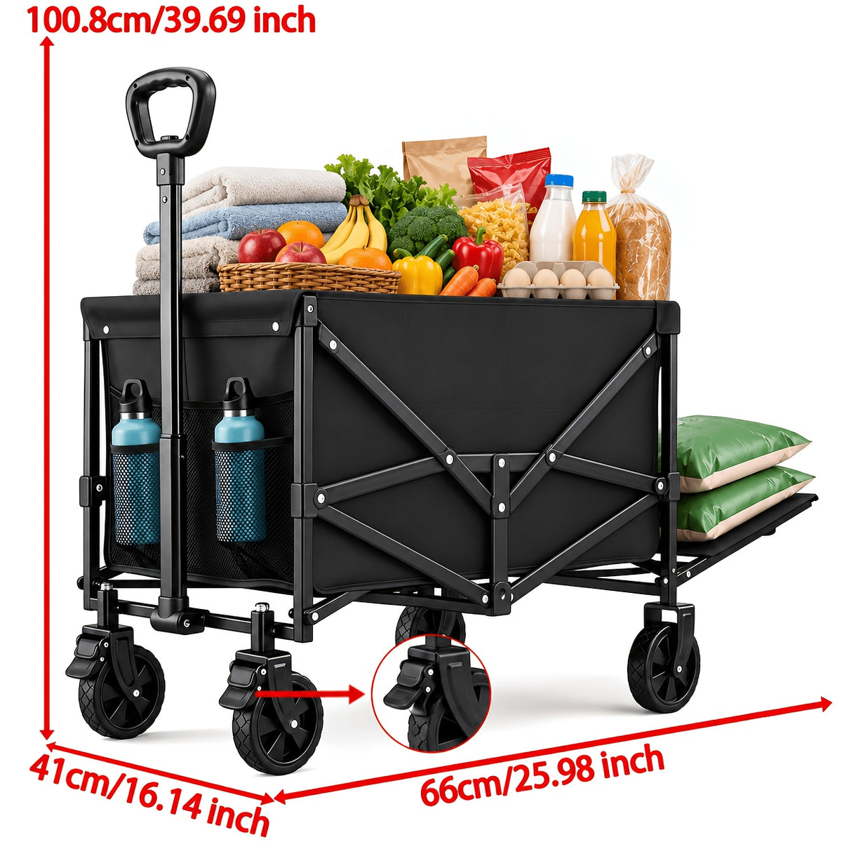 Heavy Duty Foldable Handcart, Multifunctional Handcart, High Carbon Steel Bracket, Equipped with All-Terrain Universal Wheels, Portable Garden Handcart - product image 9