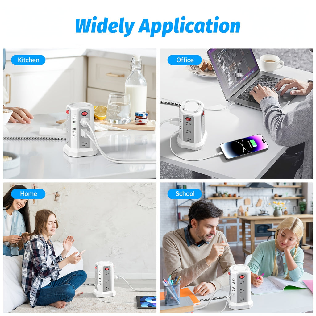 Level 4 Upgraded New Product Flat Plug 16 AC Outlets Power Strip Tower WithUSB/ USB C Port, Surge Protector Power Tower With 5 USB Charging Ports, Extension - product image 6