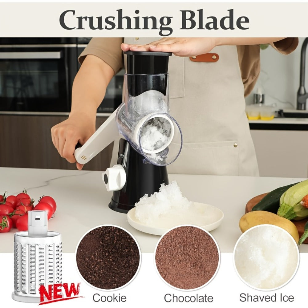 Rotary Cheese Grater with Hand Crank – 3 Interchangeable Blades for Cheese, Vegetables & Nuts, Non-Slip Suction Base, Includes Cleaning Brush – Manual Cheese Shredder for Kitchen ( - product image 14