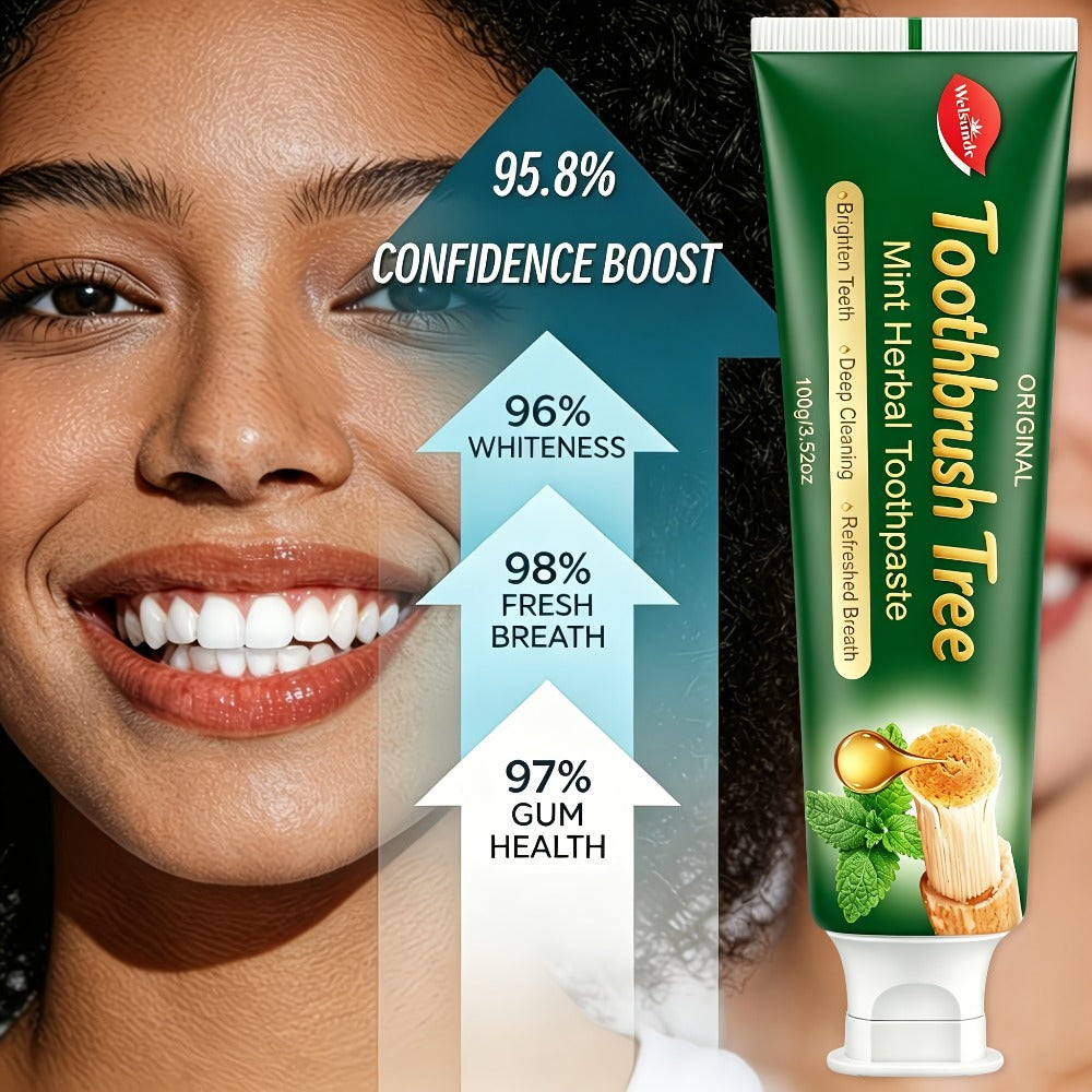 Natural Toothpaste 3-Pack – Herbal Mint Formula for Sensitive Gums & Teeth, Long-Lasting Freshness, Gentle Deep Cleaning Dental Care for Men & Women, Sleek Tube Design with Natural - product image 2
