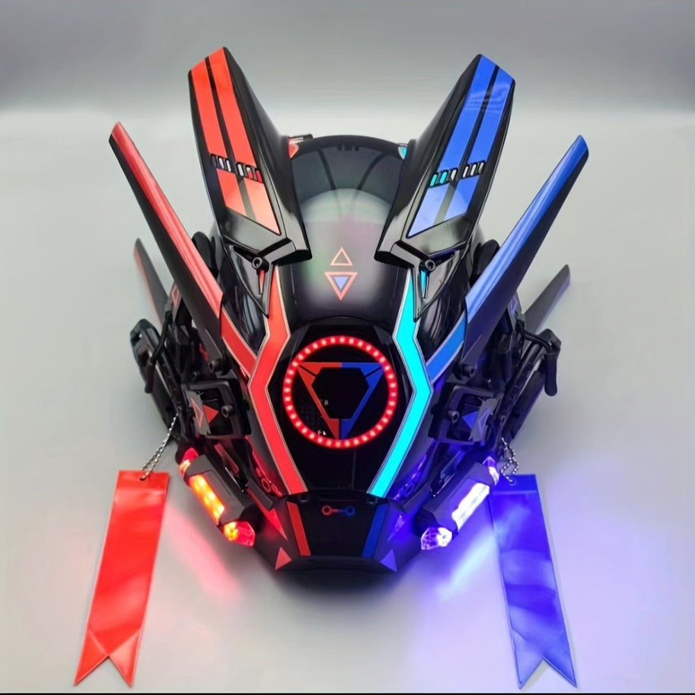 Round Light Mechanical Glow Face Mask for Music Festival, Halloween, Christmas, Cosplay & Rave Party, 5 Colors Yellow Green White Red Blue, Adult Gift – LED - product image 4
