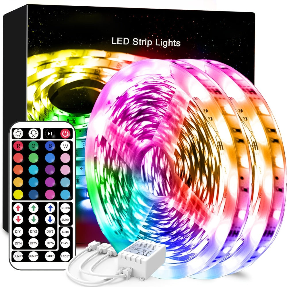 RGB LED Strip Lights 50ft/100ft – Color Changing Tape Light with 44-Key Remote, 20 Colors & 8 Modes, Easy Install, for Bedroom, Living Room, Kitchen, Bar, Wedding & Party Decoratio - product image