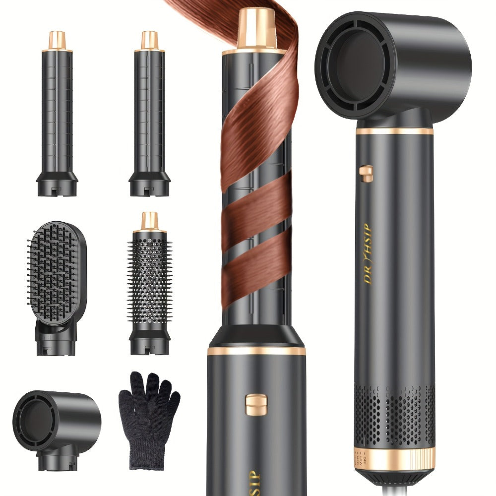 5-in-1 Hot Air Brush Negative Ion Hair Styler Blow Dryer Curler Straightener Volumizer Frizz Control Smooth Finish Multi-Function Styling Brush All Hair Types Women Black Grey Pink - product image 5