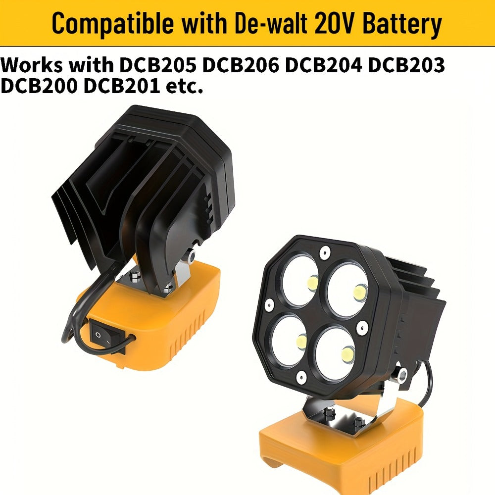 Four-Leaf Clover LED Work Light Compatible with DeWalt 20V Battery – Portable Cordless Job Site Lamp with Built-In Switch for Workshop, Camping & Emergency Lighting - product image 2