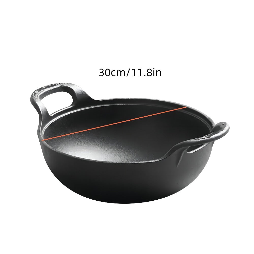 Cast Iron Wok Skillet Non-Stick Deep Stir Fry Pan with Dual Handles - Heavy Duty Uncoated Traditional Cooking Pot Multi-Size 9.84 10.62 11.81 12.59 Inch for Home Outdoor Grilling B - product image 7