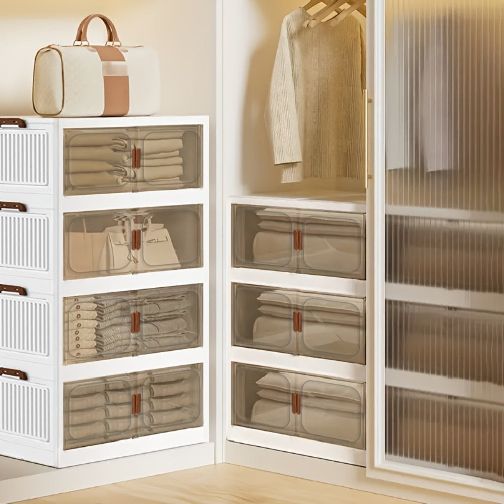 Foldable Storage Cabinet with Door – Multi-Layer Stackable Storage Box for Shoes, Clothes & Books | Large Closet Organizer for Bedroom, Bathroom, Kitchen, Office & Wardrobe - product image 4