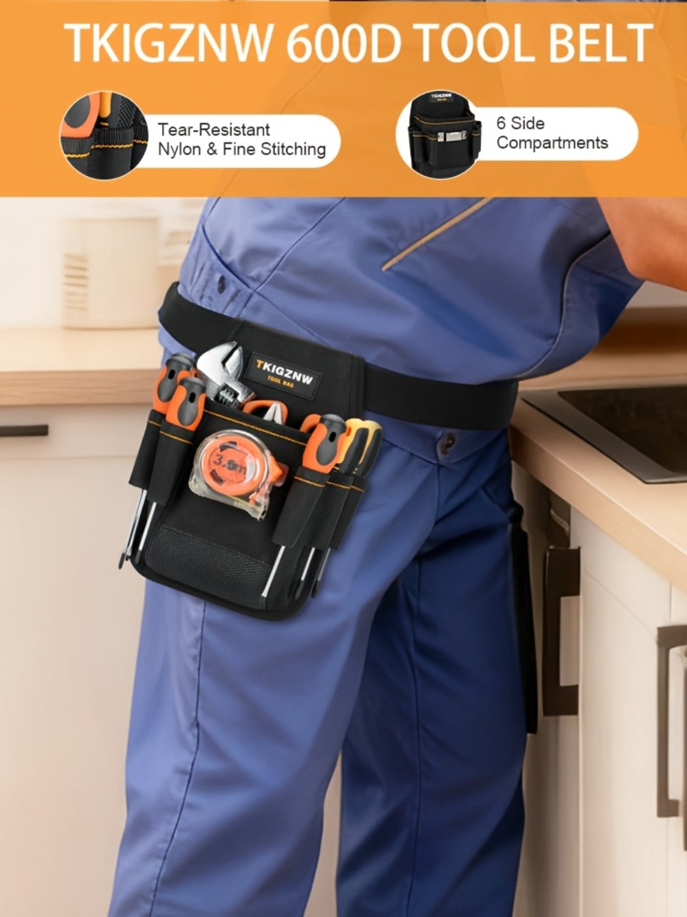 Tool Bag Heavy Duty 7-Pocket PVC Organizer for Mechanics & Electricians – Multi-Pocket Hand Tool Storage Bag, Portable Jobsite Toolbag for Plumbers, Contractors & DIY - product image 9