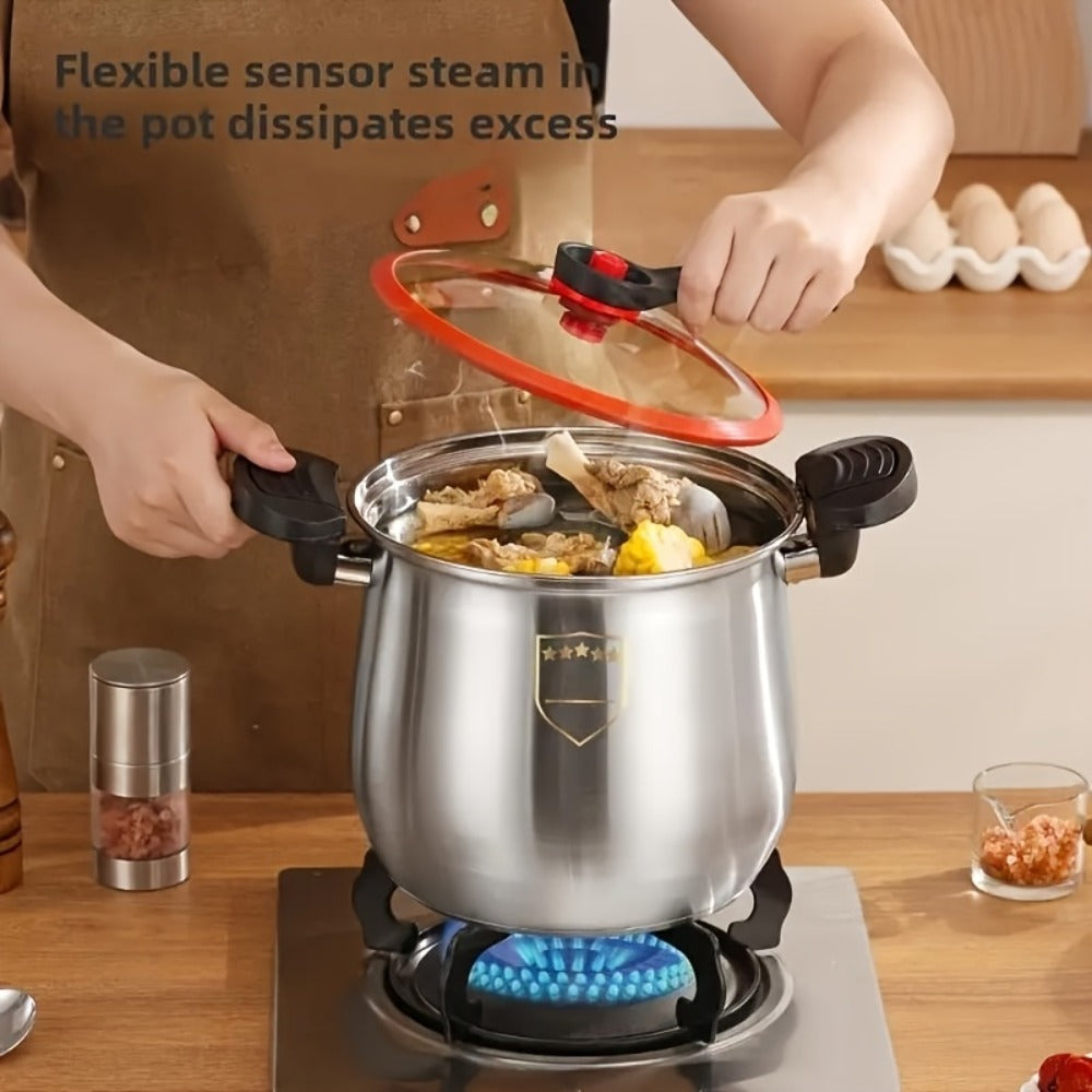 Stainless Steel Quick Cooking Pot with Lid Large Capacity – Food-Grade Non-Stick Scratch-Resistant Saucepan | Induction & Gas Stove Compatible Stew Soup Pot Even Heating Kitchen Co - product image 2