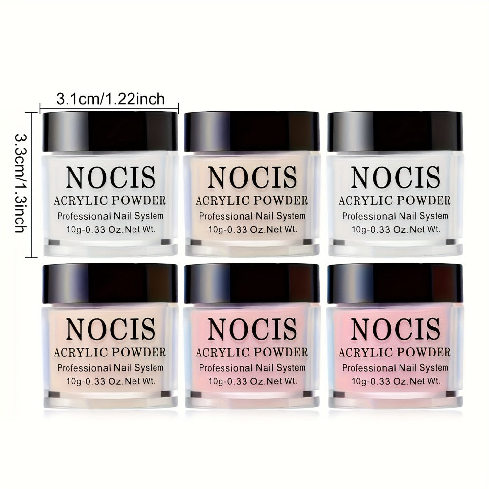 Acrylic Nail Powder Set 6 Colors - Nude Pink White Polymer Powder for 3D Nail Sculptures French Extensions Carving Crystal Professional Nail Art Kit - product image 5