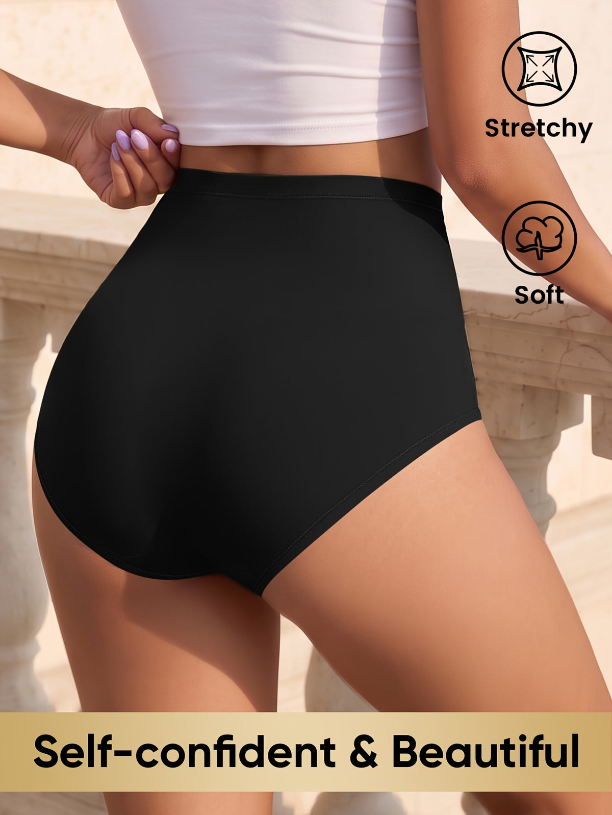 5Pack Plus Size Women's Briefs Extra High Waist Belly Tuck Ice No Marks Women's Panties Briefs Comfortable Fit Body Shaping Buttocks Lift Summer Thin - product image 13
