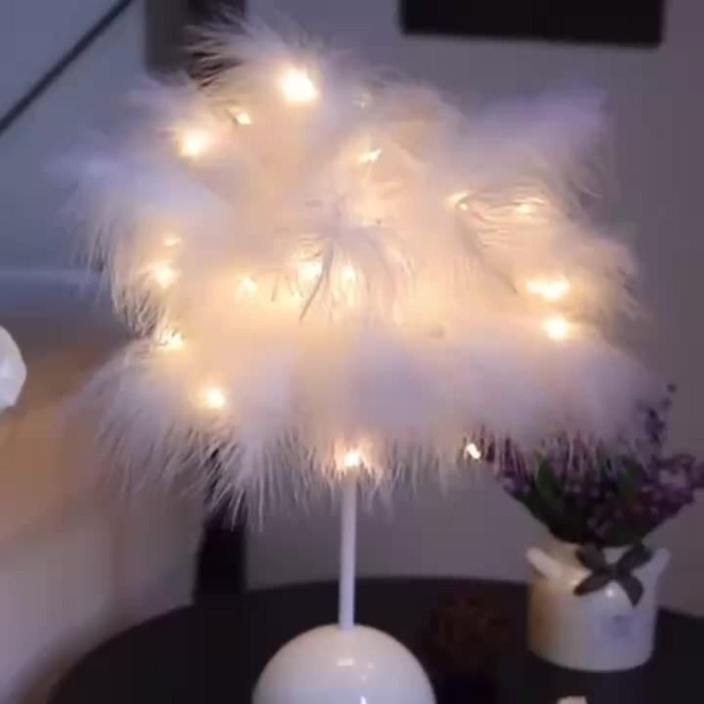 Feather LED Table Lamp – 40-Head Copper Wire Night Light, Romantic Atmosphere Lamp for Bedroom Living Room, Cute Desk Decor Light for Birthday Valentine's Day Gift (White / Pink, 1 - product image 11