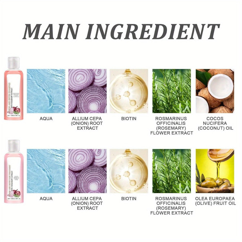 Rosemary Shampoo Set 3pcs — Onion Biotin Hair Growth Shampoo & Conditioner + No-Rinse Hair Vitamin Serum Capsules with Moroccan Macadamia & Avocado Oil | Reduces Shedding & Strengt - product image 5