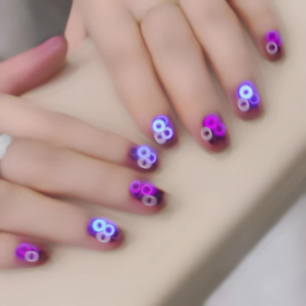 Cat Eye Gel Nail Polish Set 4pcs Purple Iridescent Glass Bead — Nine Purple Fire Aurora Shimmer UV LED Soak-Off Gel Polish for Women, Salon & Home DIY Nail Art Manicure Kit - product image 12