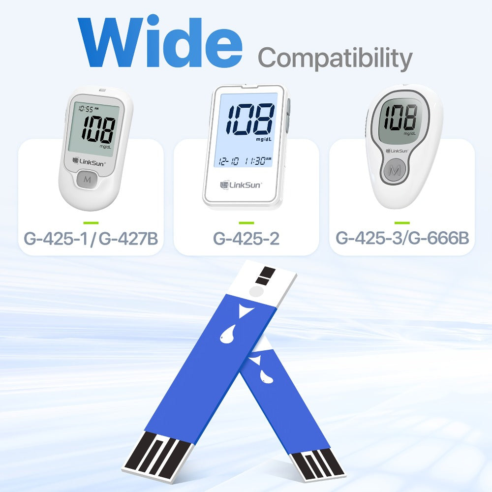 Diabetes Test Strips 100 Count – Compatible with G-425-1, G-425-2, G-425-3 Blood Glucose Monitors - product image