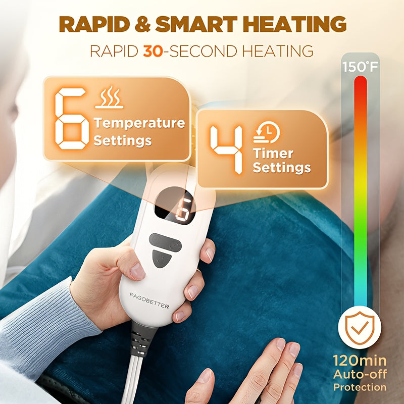 Graphene Heating Pad For Neck Shoulders Back, 3lb Weighted Electric Pad, Deep Heat With Precise Heating & Soft Flannel, 6 Heat Settings, 4 Timer Options, Auto - product image 12